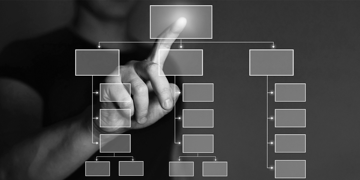 Diagram showing the OU structure of an organization