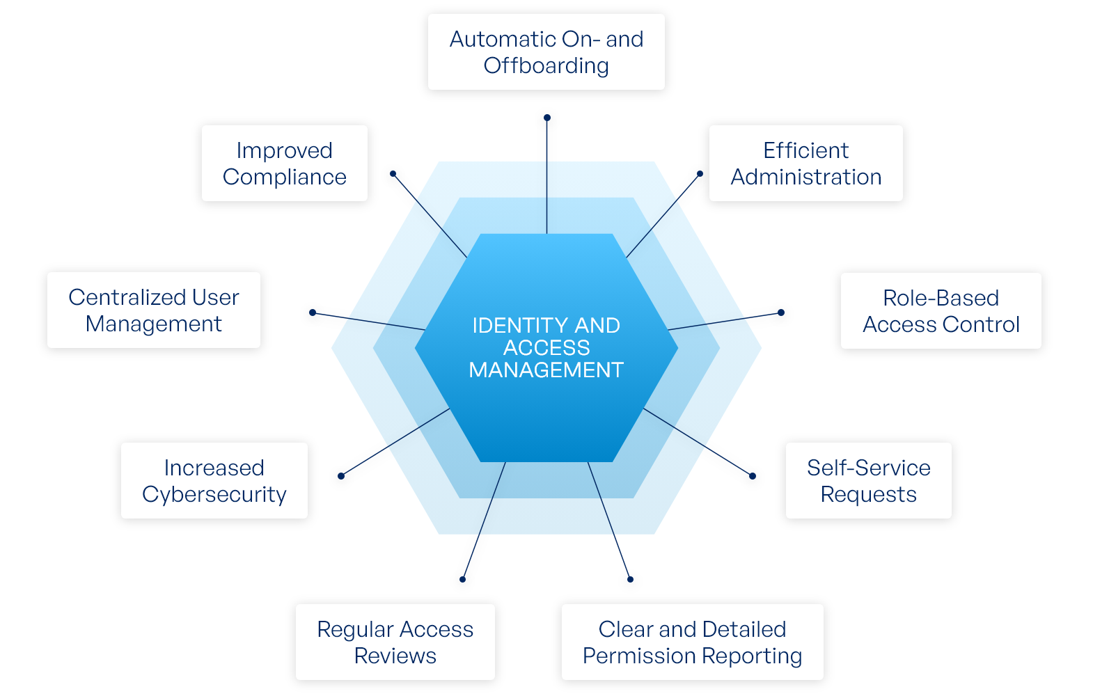 Infographic showing the different components of an IAM solution.