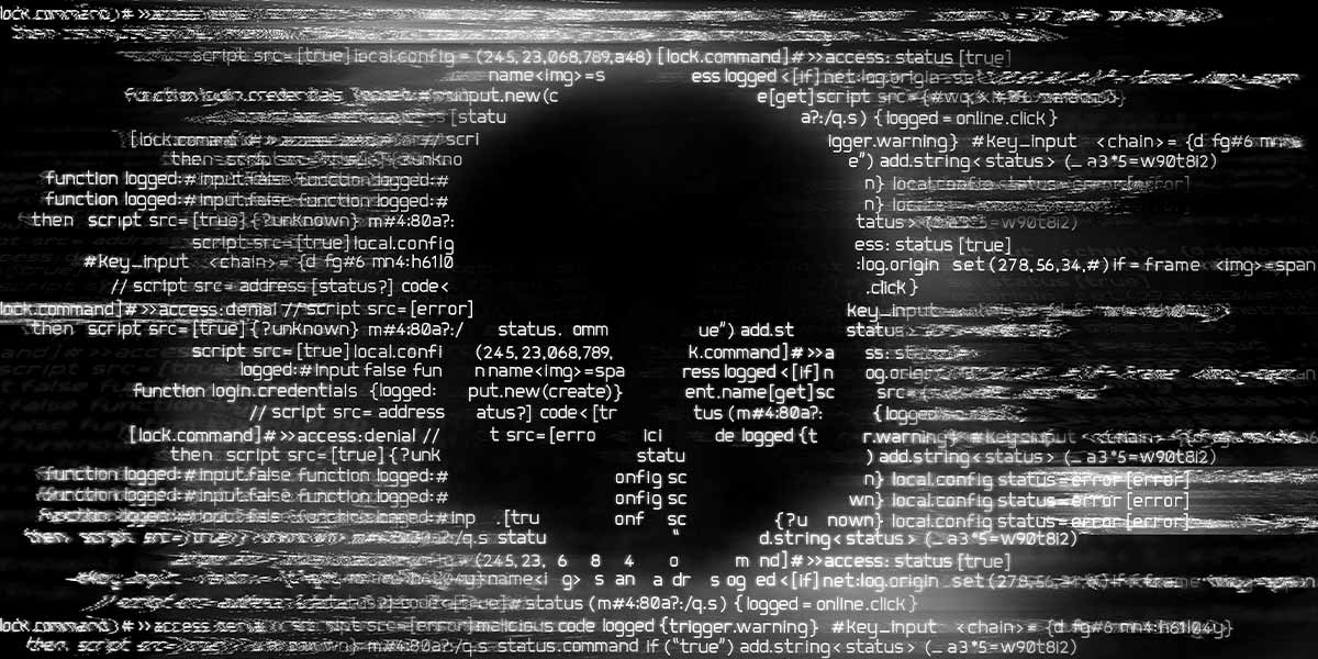 Code mit Ransomware auf einem Computerbildschirm. Ransomware-Schutz.
